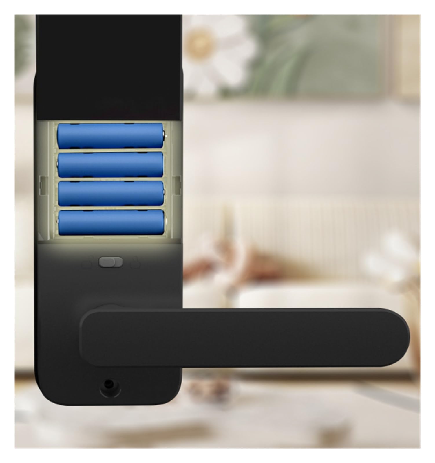 Serrure intelligente numérique avec poignée, serrure biométrique électronique à empreintes digitales, for porte d'entrée, for le bureau et la maison(Svart)