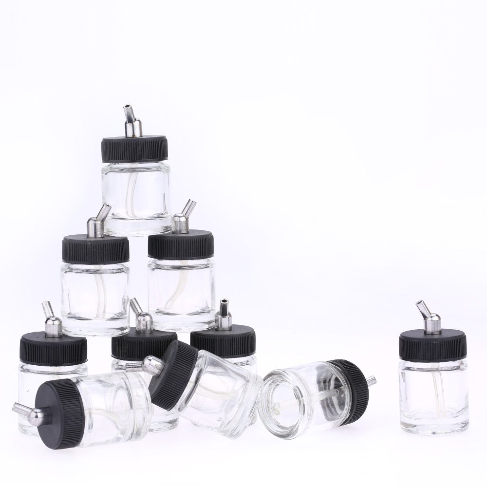 Bouteilles en Verre pour aérographe 10 pièces avec Adaptateur d'angle 30°