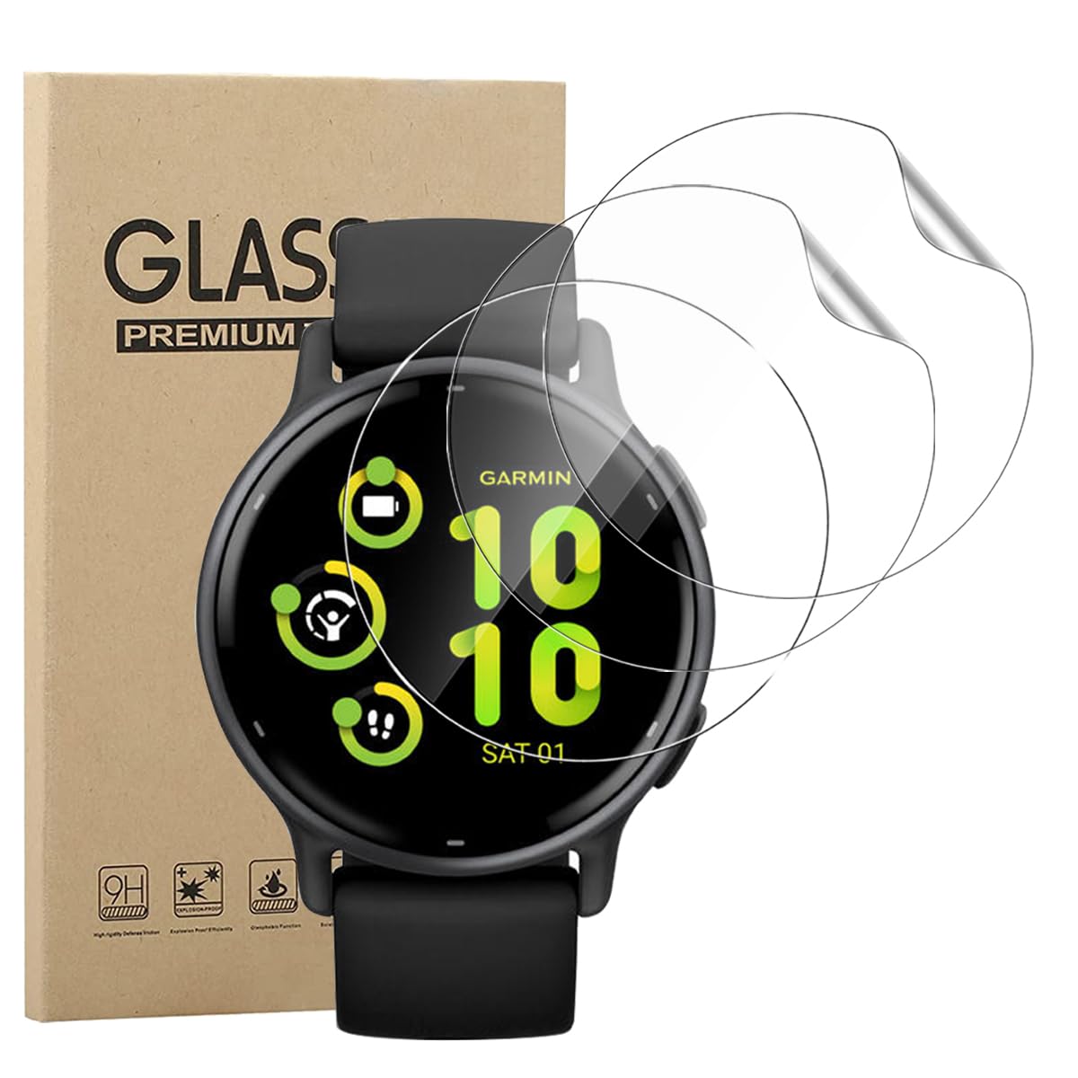 carinacoco 3 Pack Screen Protector for Garmin Vivoactive 6/Garmin Vivoactive 5, HD Clear Flexible Soft TPU Screen Protector, Anti-Scratch, Bubble Free, Self-Healing Elastic Skin Protective Film