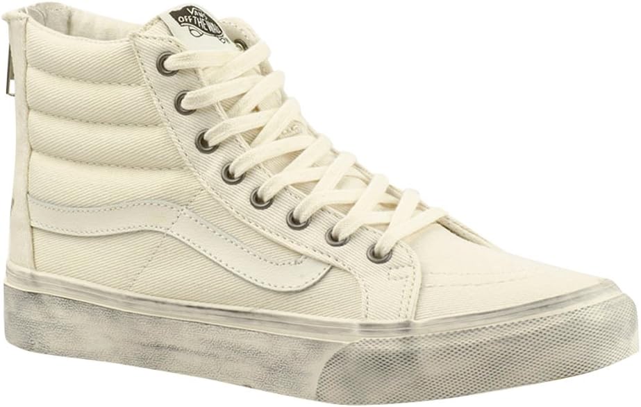 Vans Unisex SK8-Hi Slim Zip (Overwashed) Blanc de Blanc (Men's 5, Women's 6.5 Medium)