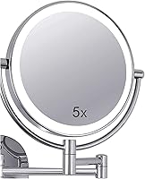 Vista 6 de Wall-Mounted Makeup Mirror LED Lighted Makeup Mirror Wall Mount 8 Inches 5X Magnified Double-Sided Vanity Mirror with Lights