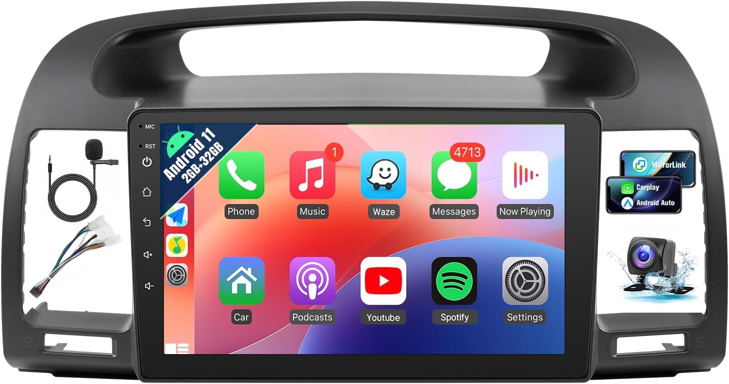 Naifay Android Car Stereo for Toyota Camry 2002 2003 2004 2005 2006 Radio, 9inch Touch Screen for Toyota Camry Car Radio with Carplay Android Auto Bluetooth WiFi GPS SWC Camera(Non-J.B.L Version)