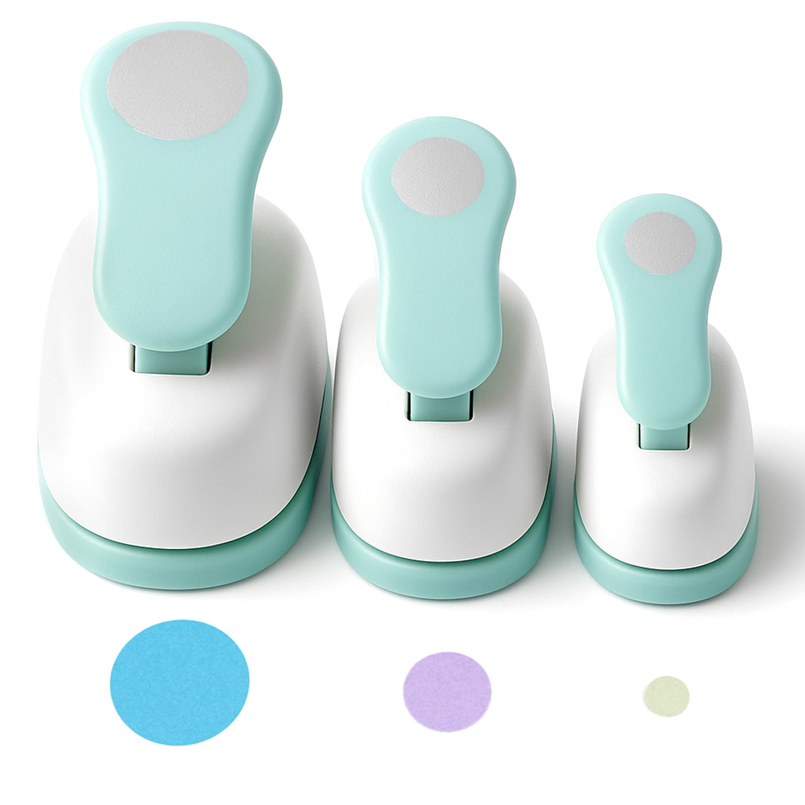 Koogel 3PCS Circle Paper Punch, Circle Hole Punch Different Size(1 + 5/8 + 3/8 Inch) for Scrapbook Cutter Crafting, Designs for Office Supplies, Arts Fun Projects, DIY Albums, Gift Tag, Photos