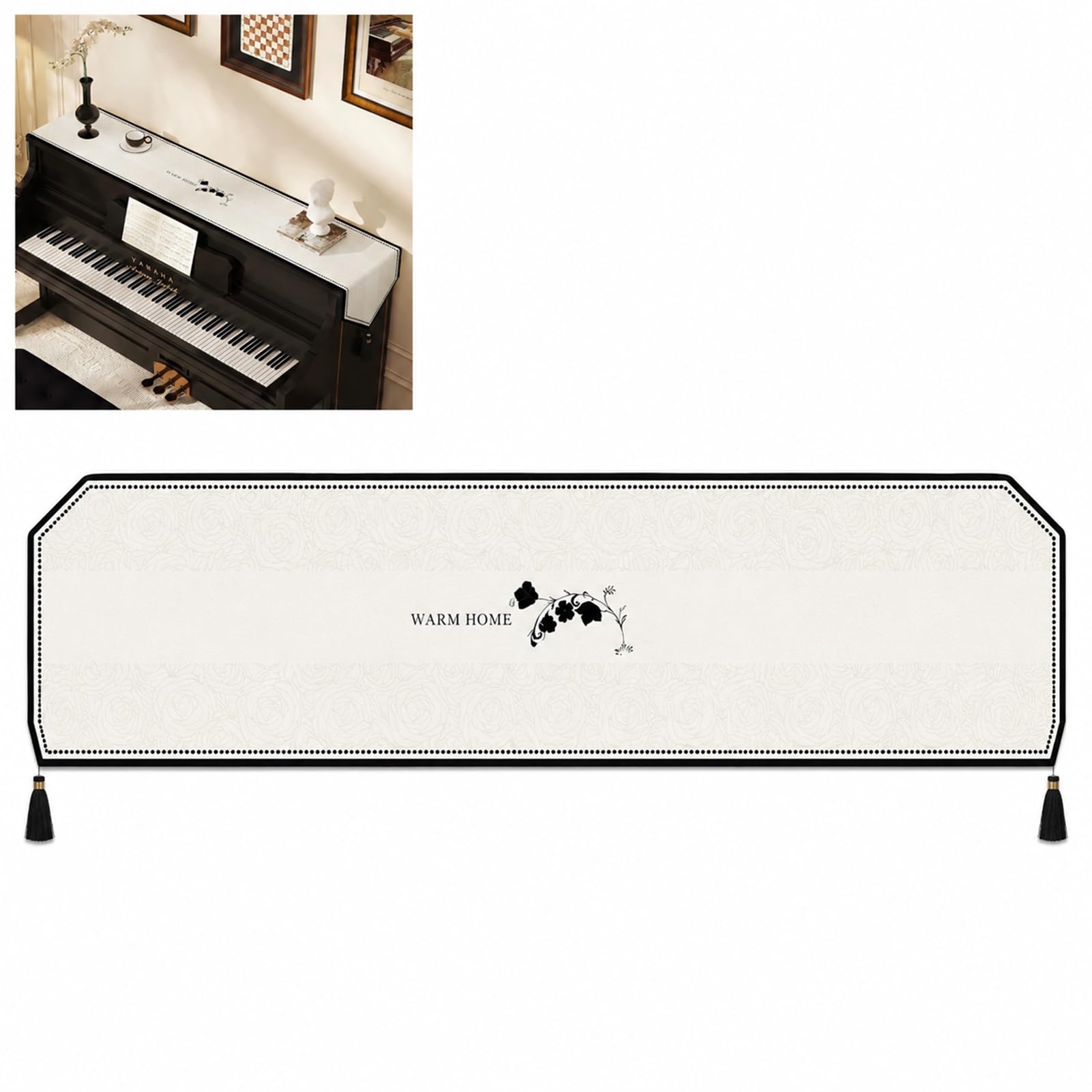 ZeptiHOM Piano Cover Luxury Runner for Upright Piano, Musical Instruments & Dresser - Waterproof Table Runner for Home Living Room TV Cabinet Dust Cover (30 * 200cm,J)