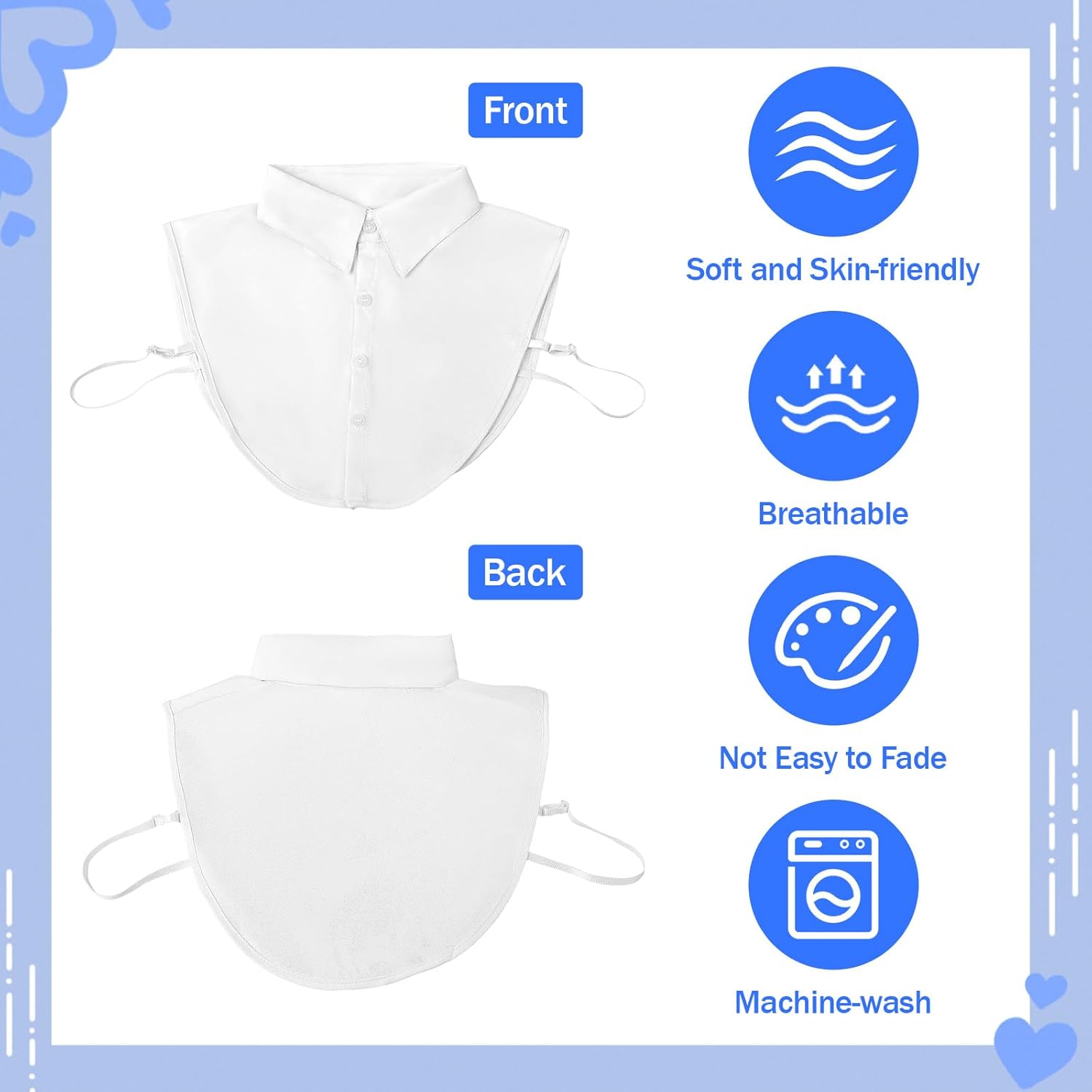 logohu 4 Pcs Fake Collar Detachable False Dickey Collar, Faux Dickie Collars Blouses Half Shirt Collars for Women Daily Graduation Halloween - Image 4