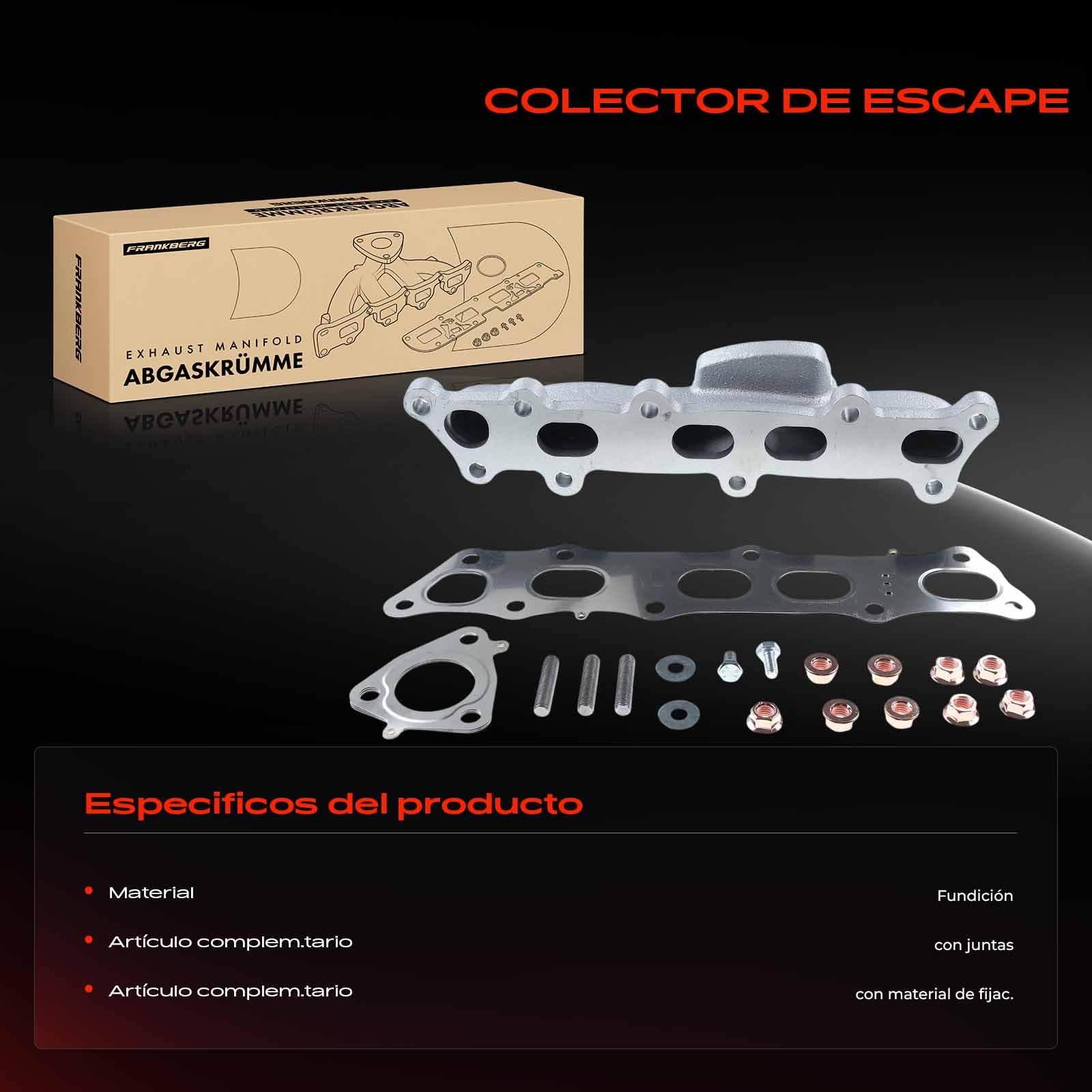 Frankberg Colector de escape Colector Compatible con CR-V III RE 2.2i-CTDi 4WD Civic VIII Hatchback FK FN 2.2 CTDi FR-V BE 2.2i-CTDi Replace# 04180RBD305