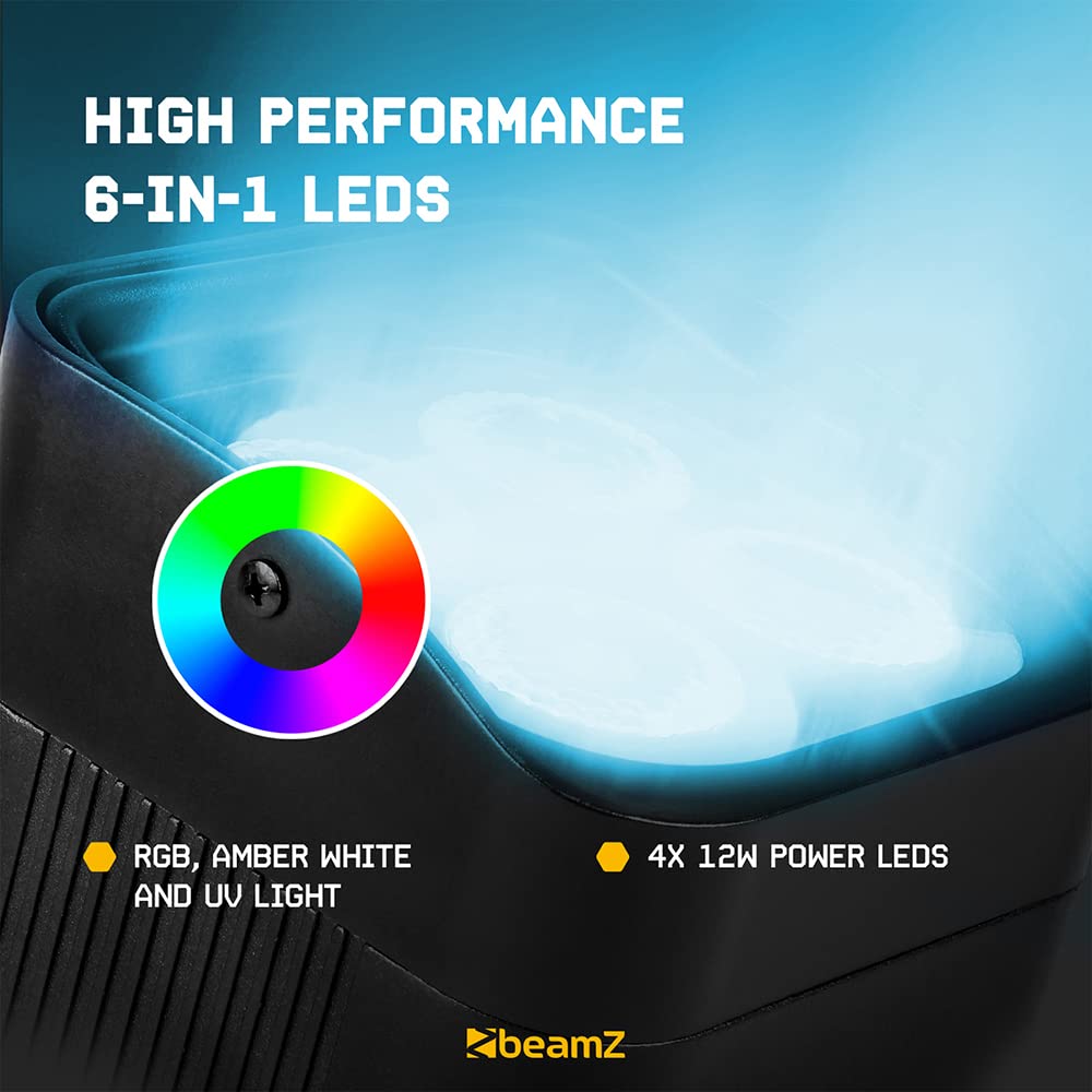 BeamZ BBP94W - Uplighter a batteria senza fili, rondella da parete LED da 48 W con controllo DMX, luce par alimentata a batteria ricaricabile per eventi, illuminazione verticale ed effetti di lavaggio