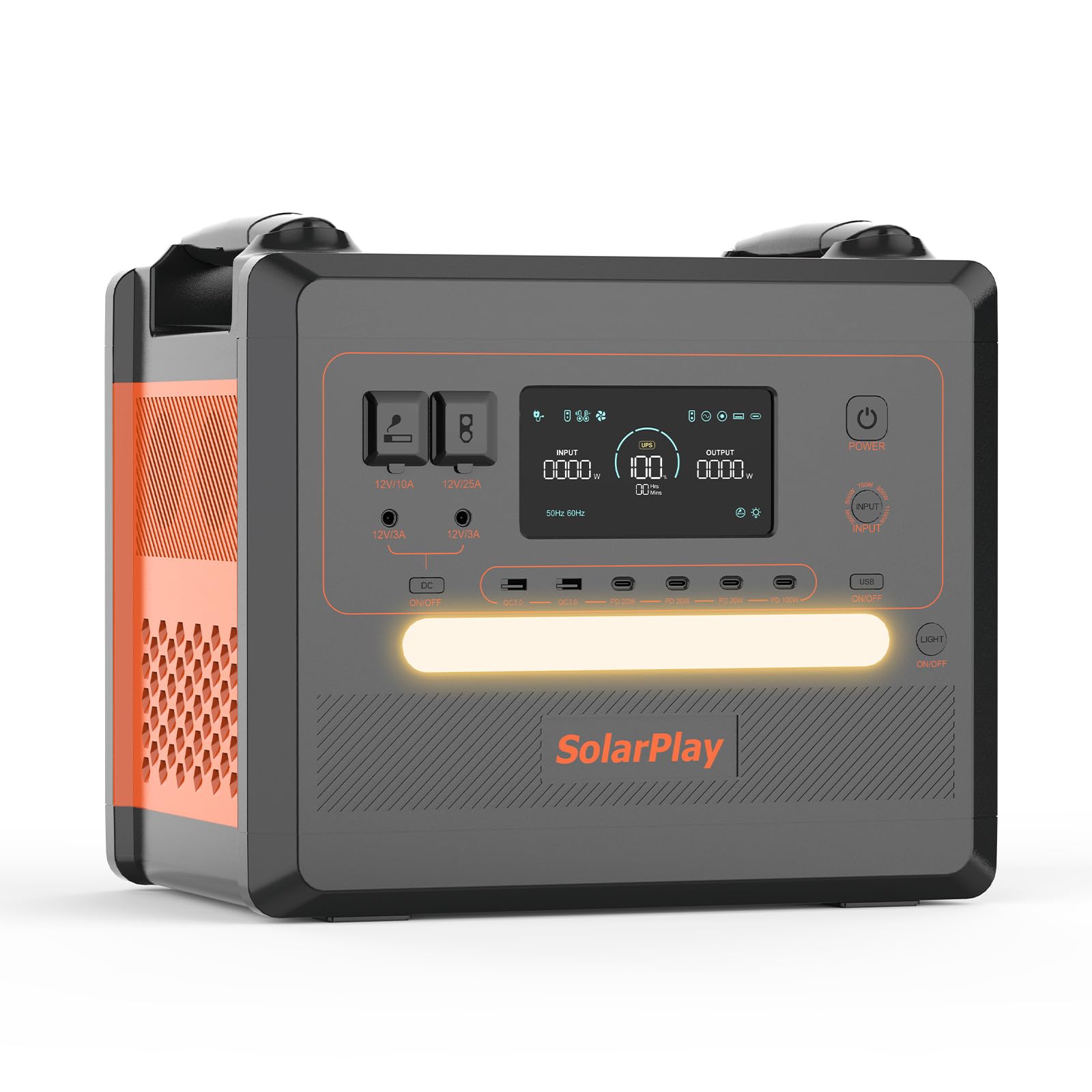 SolarPlay Generateur Électrique Portable 2500W, 2304 Wh LiFePO4 Batterie 220-240V Nomade, Groupe Electrogene Silencieux, 14 Ports - Générateur Solaire Camping Power Station