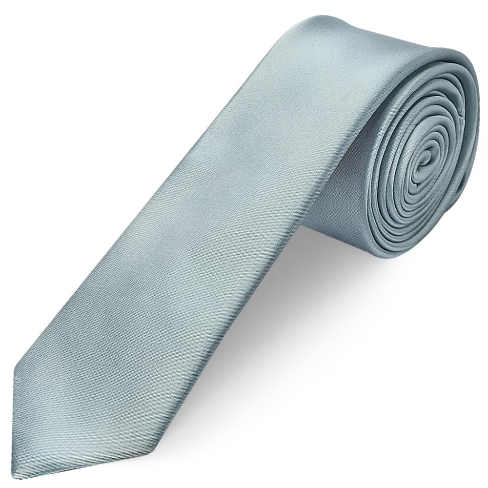 TIES R US Plain Duck Egg Satin Skinny Men's Tie
