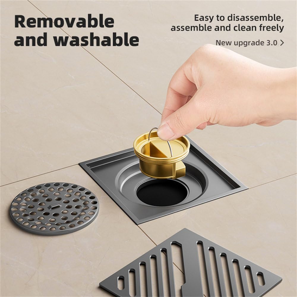 XBTGS Desodorante de baño, núcleo de cobre completo, desagüe de suelo para cocina, inodoro, ducha, accesorios para el hogar, juego de drenaje de suelo desmontable, para baño B, drenaje de suelo de 01