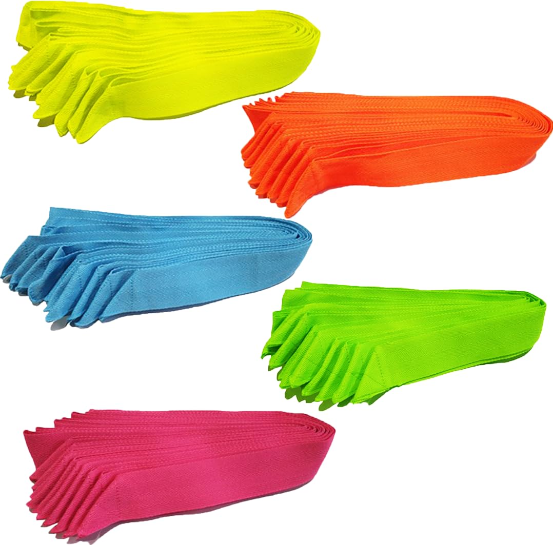 MDsport - Rubans de fête - Lot de 50-126 cm - 5 couleurs fluo - École - Sport