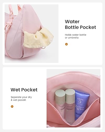 Miniatura 3 de LOVEVOOK Bolsa de gimnasio para mujer, bolsa de lona para viajes con compartimento para zapatos, pequeña bolsa de gimnasio separación seca y húmeda