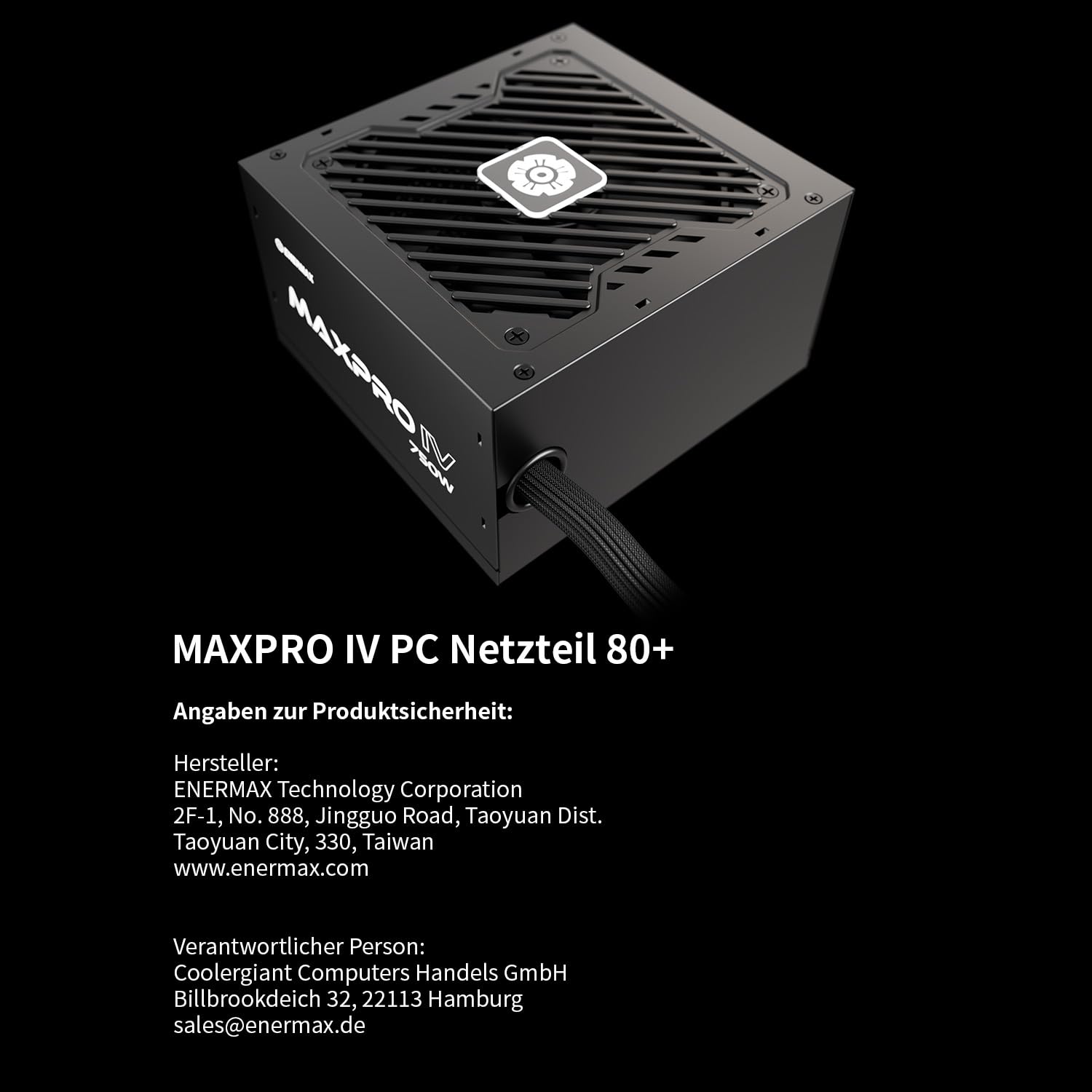 ENERMAX MAXPRO IV 550 Watt, alimentatore non modulare ATX Gaming PC, cavo singolo Mesh Leeve, 80 Plus, ventola silenziosa da 120 mm, condensatore con circuito di protezione a 5 livelli, EMP550 W