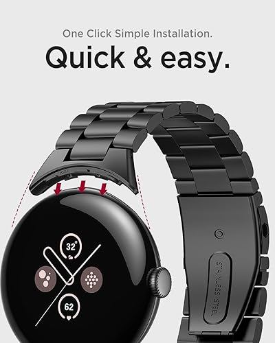 Miniatura 4 de Miimall Correa de metal compatible con Google Pixel Watch 4 (2025)3 1.772 in 1.614 in, sin hueco, correa de repuesto ajustable de acero inoxidable