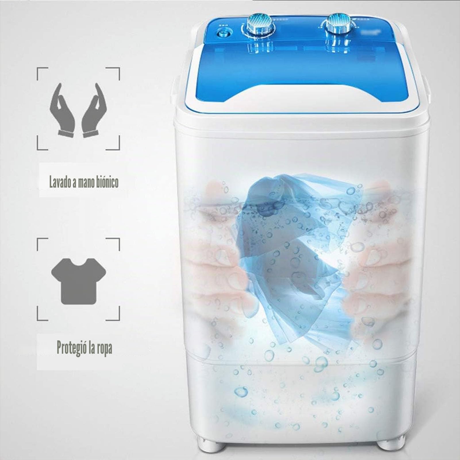 Hogar Mini Solo Barril Lavadora de Ropa Compacta Pequeña, Lavadora portátil de 7 kg, Lavado/Deshidratación Programada con Un Solo Clic, Deshidratación por Centrifugado, Limpieza Profunda (Gris)