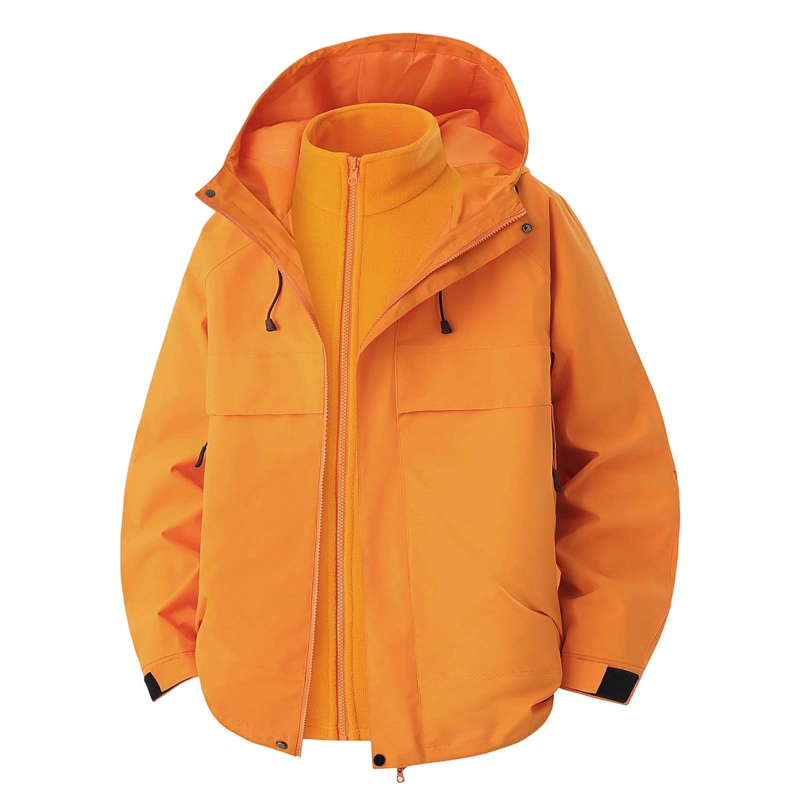 Generisch 2026 Herren Freizeitjacken, leichte Outdoor-Kapuzenjacke für Wandern, Reisen, Arbeitskleidung, Wintermantel (Orange, XXXL)