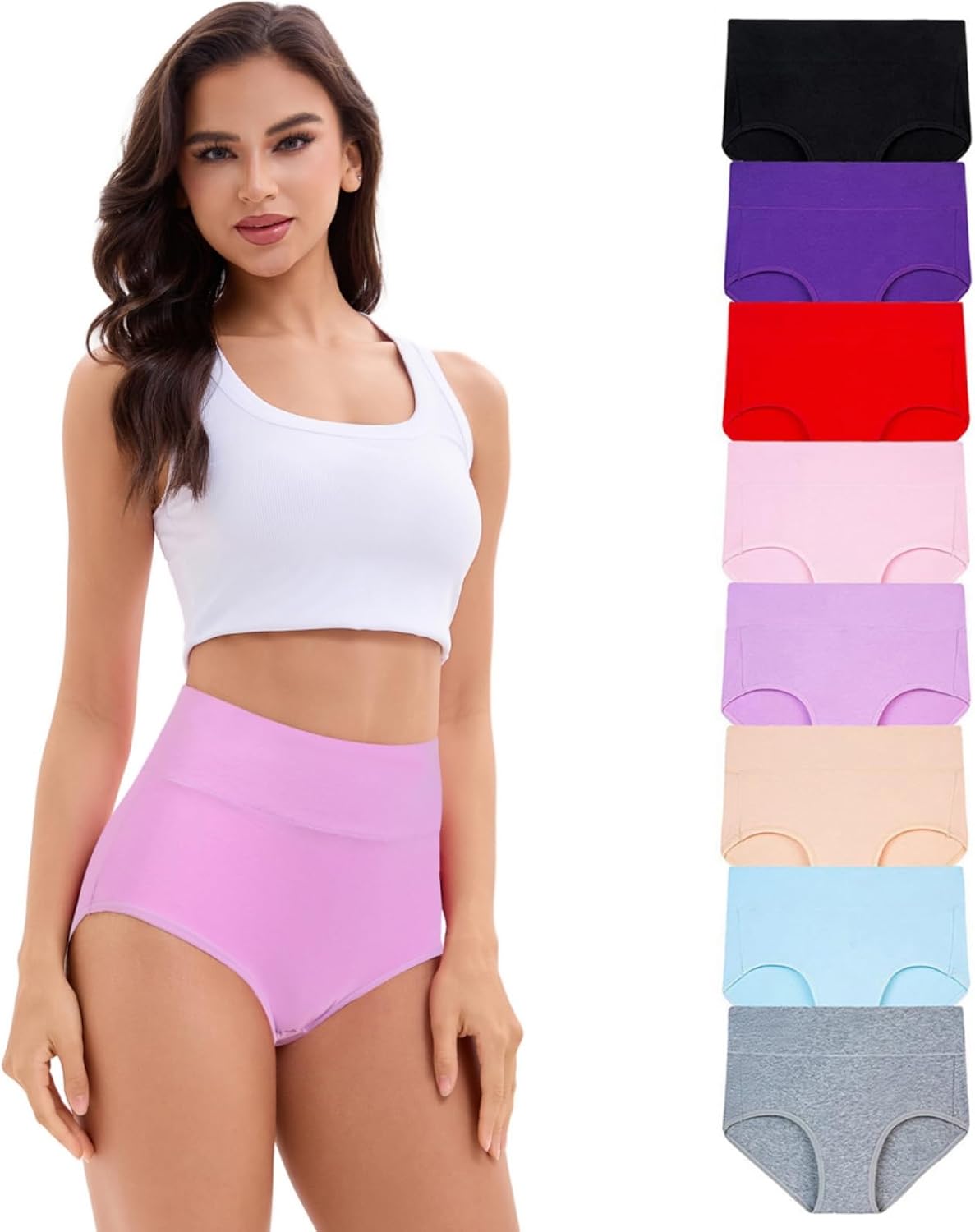 Women's Tummy Control High Waisted Underwear Briefs Full Coverage Comfortable Panties Pack Regular & Plus Size