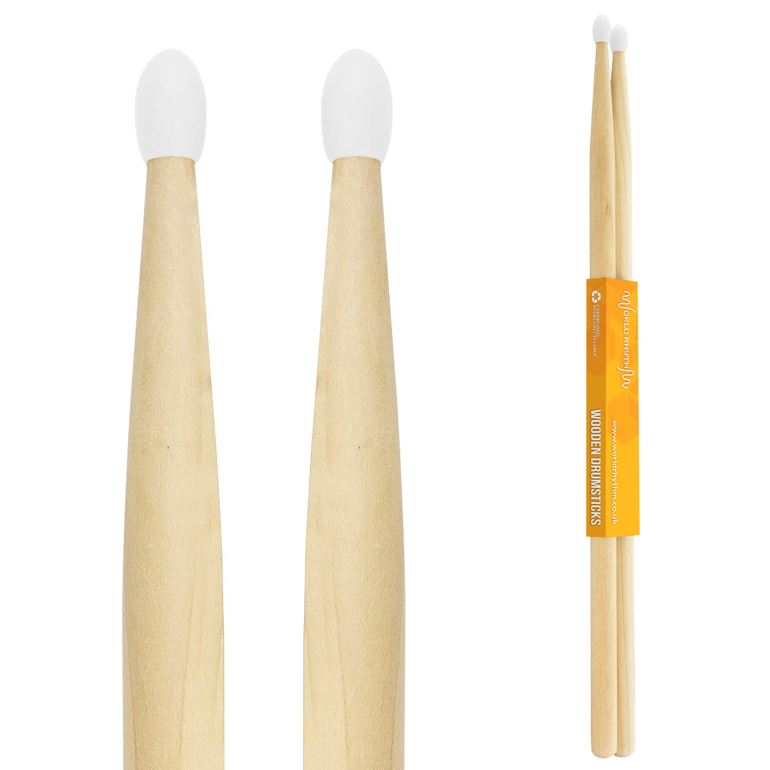 TIGER World Rhythm Drumsticks 5A by World Rhythm - Nylon Tip Pair of 5A Maple Drum Sticks