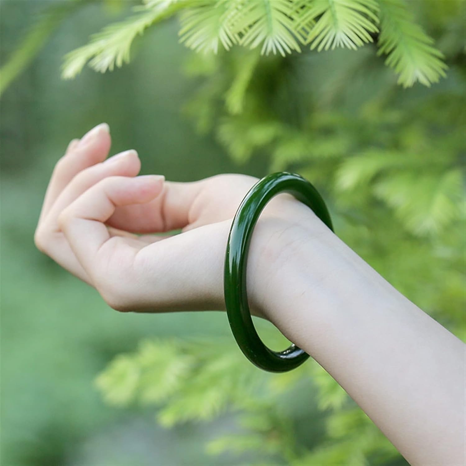 Jade-Armreif, grün, dünnes rundes Armband für Frauen, natürlicher echter Waimengke-Armreif-Schmuck