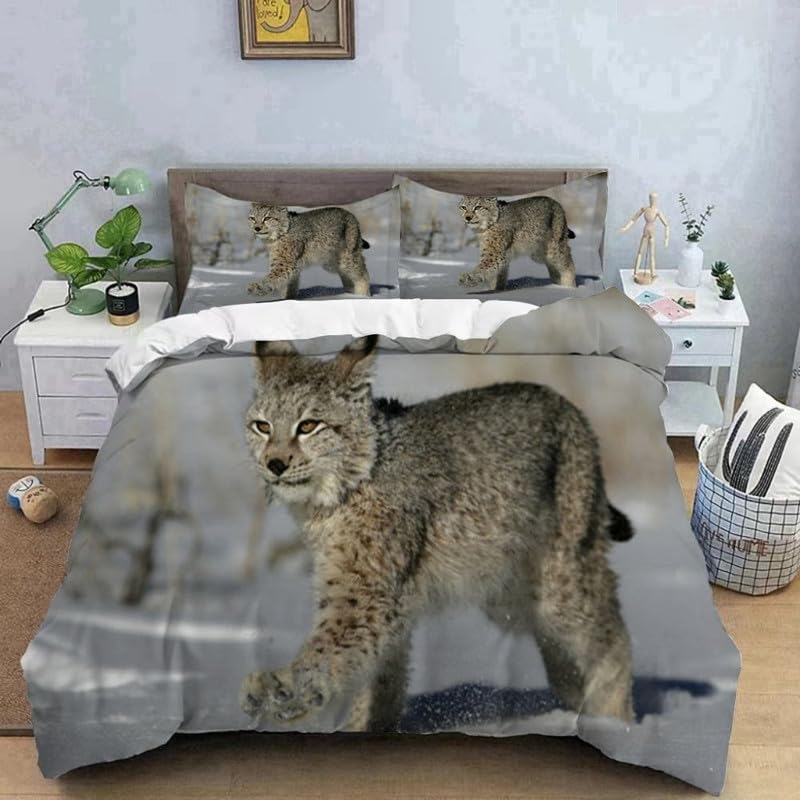 Funda nórdica cama 135 lince gris de microfibra con dos fundas de almohada