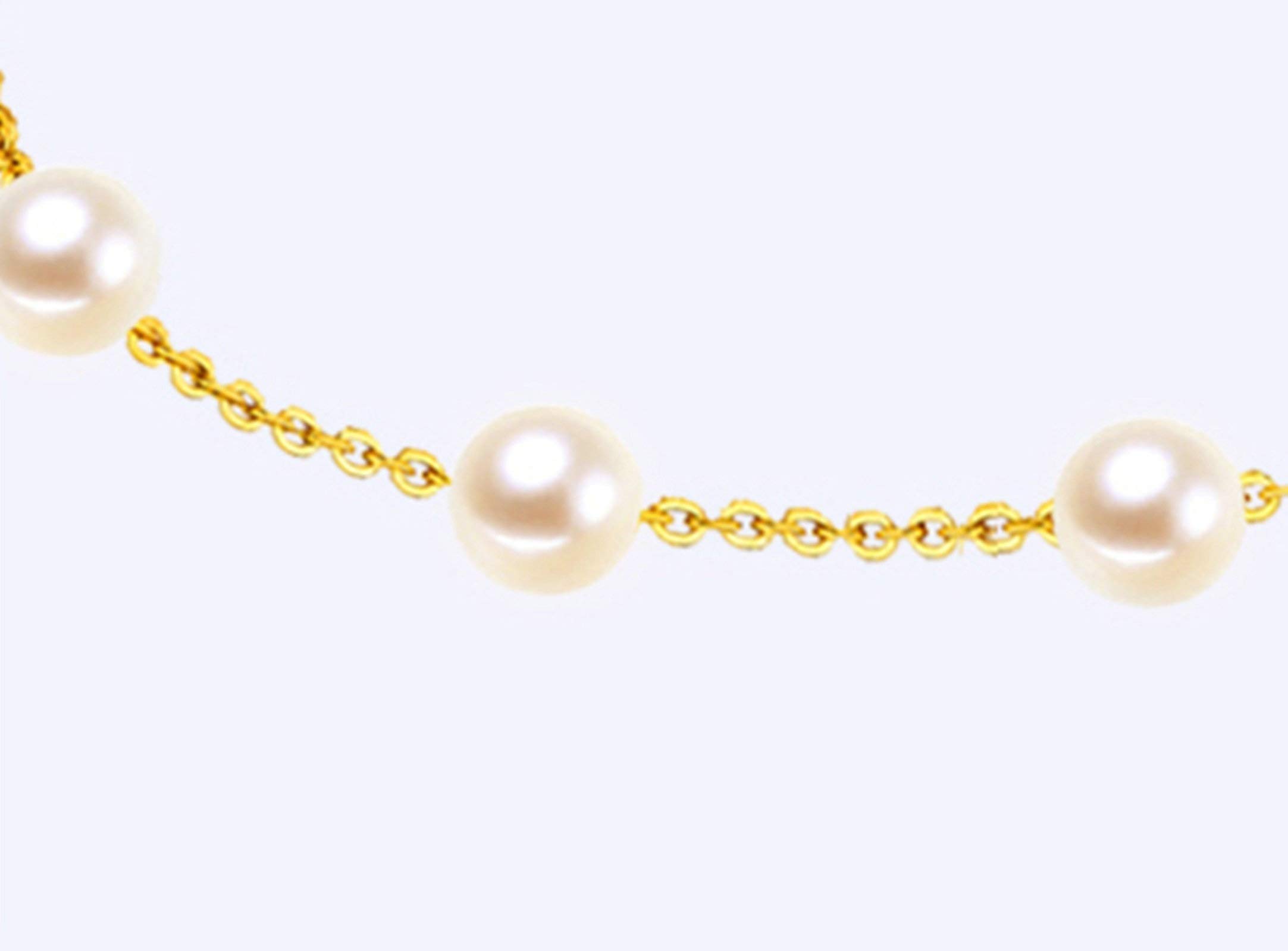 Epinki Tobillera Oro 18 Kilates, Perla Joyas Mujer 8 Tobillera Pulsera Mujer 24CM Cadena Ajustable
