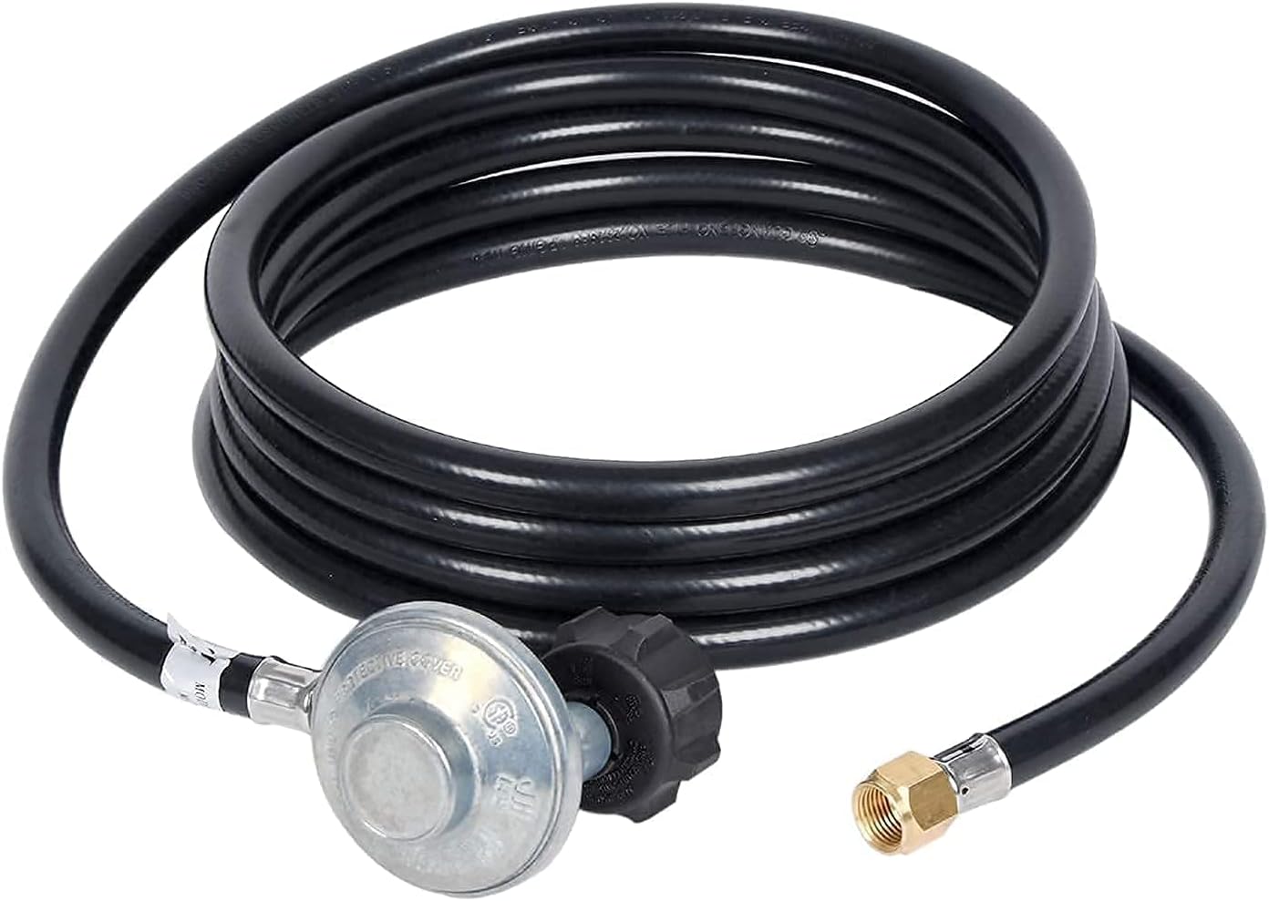 12 FT Propane Regulator Hose Low Pressure Propane Regulator Fits Most LP Gas Grill, Dual Fuel Generator, Gas Stove and More，3/8 Female Flare Nut