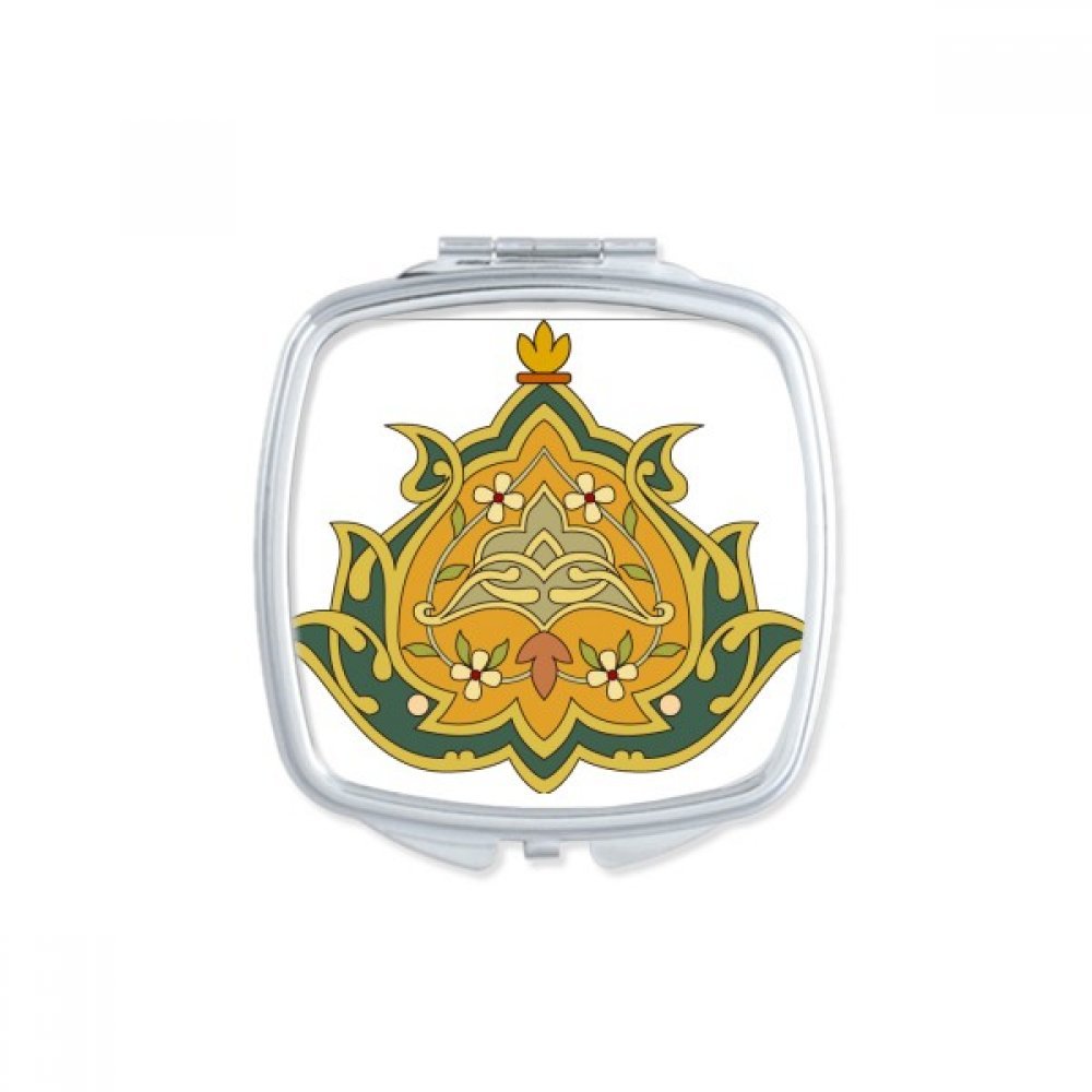 Miroir compact baroque haut de gamme avec illustration florale et reflets haute précision
