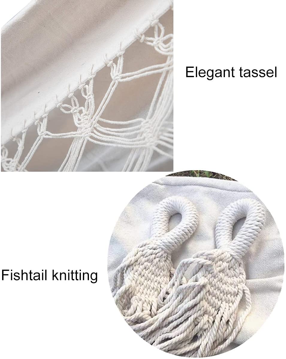 Amaca da esterno Amache da giardino Letto amaca in cotone Amache con frange in macramè Amaca da balcone Boho Amaca con nappe fatte a mano Amaca doppia 200KG per Casa cortile patio spiaggia campeggio