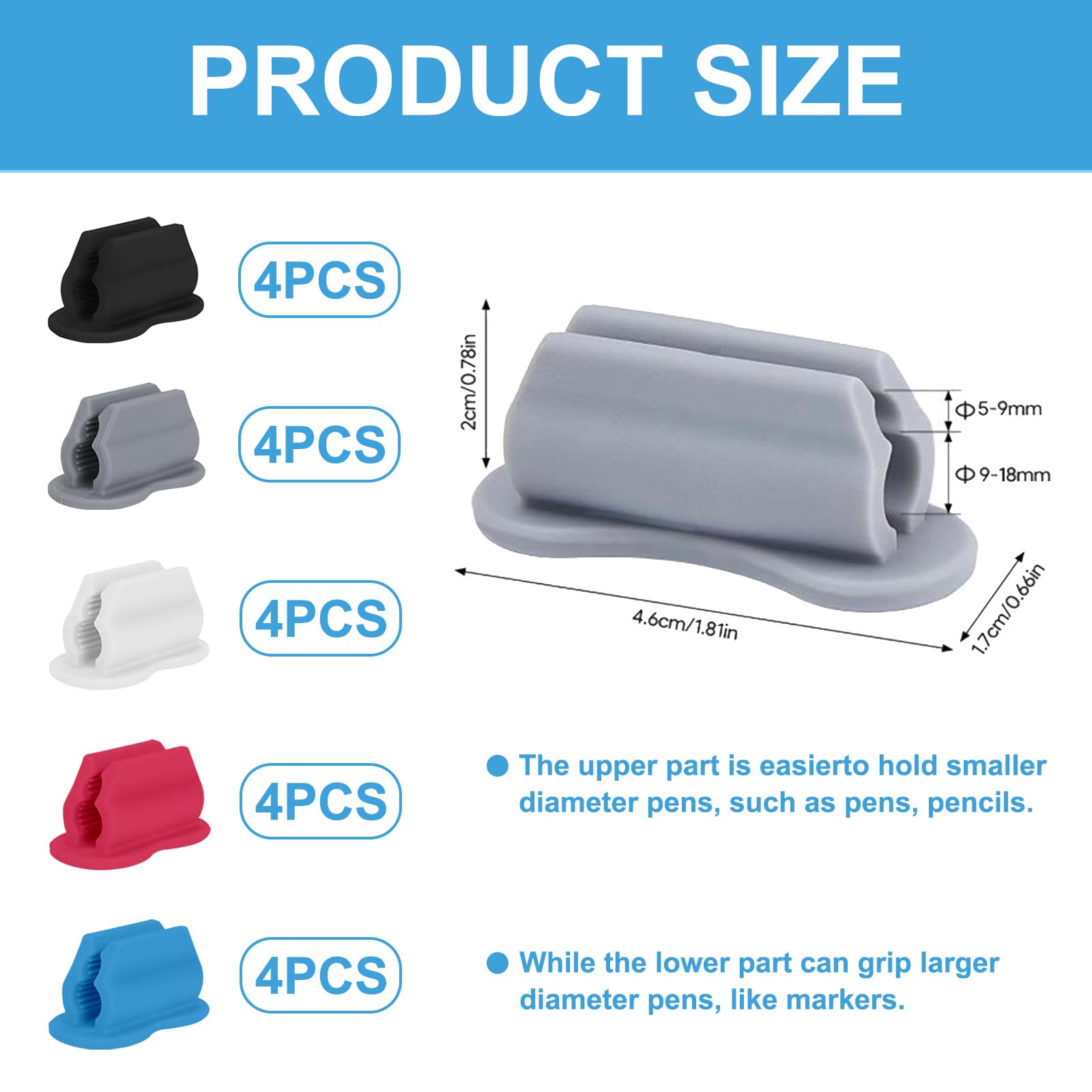 Confezione da 20 portamatite adesivi da scrivania, per appunti in classe, da parete, in silicone, per studenti, bambini, insegnanti, accessori da scrivania