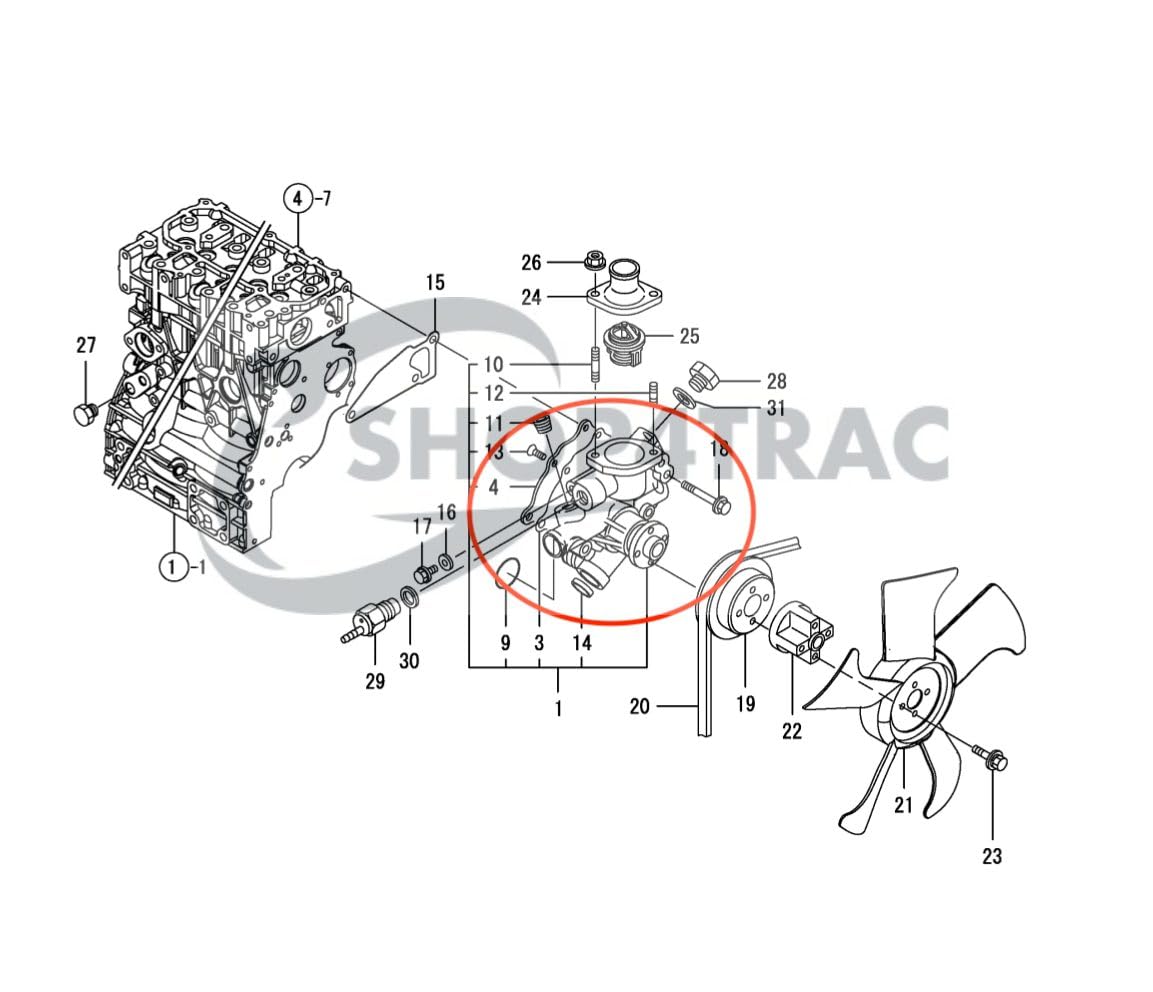 Pompa dell'acqua | Yanmar 3TNA72-3TNA72-USR | 3TNE74-USR | 3TNE68-ETB1