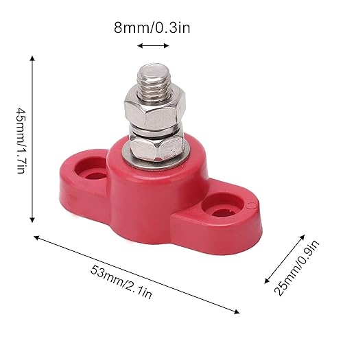 Miniatura 2 de M8 - Conectores de terminal de batería, resistente, ajuste universal, pernos de distribución de energía (rojo y negro), juego de 4 kit para