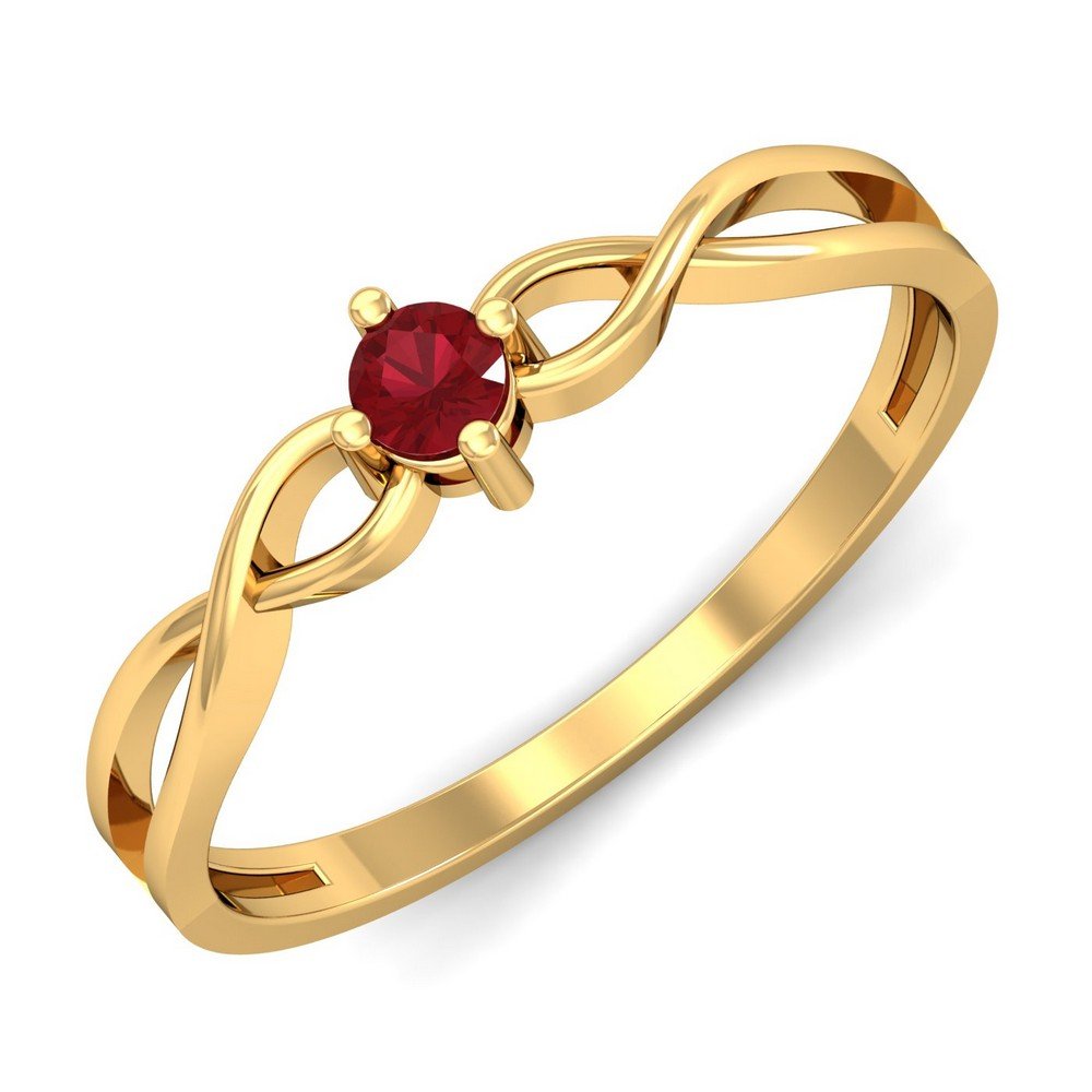 18KT Yellow Gold Eccentric Ruby Ring for Women-image-10