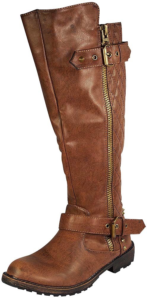 Ladies Vivienne-01 Quilted Knee High Motorcycle Boot