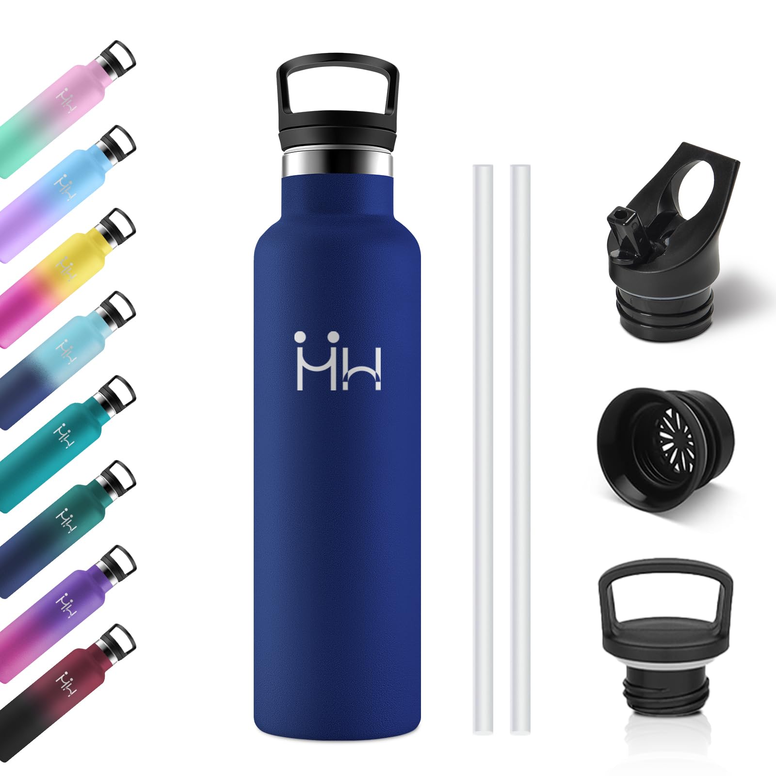 750ml Stainless Steel Water Bottle, Thermal Water Bottles with Straw, Reusable Thermal Bottle, Leak Proof, BPA Free, Thermos for Children, Office, Camping, Work, Travel, Gym