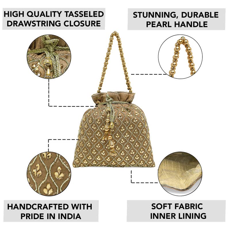Image of Aheli Potli Purses Gift for Women Handmade Evening Handbag Stylish Bridal Fashion Wristlet