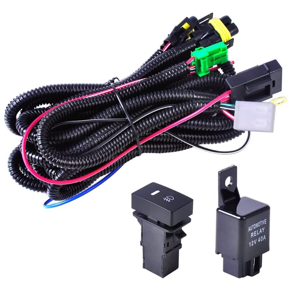 h8/h11 Fog lamp wiring kit wih 40a relay universal for car with on/off switch and fusebox | 1 YEAR WARRANTY | 3 cm switch-image-14