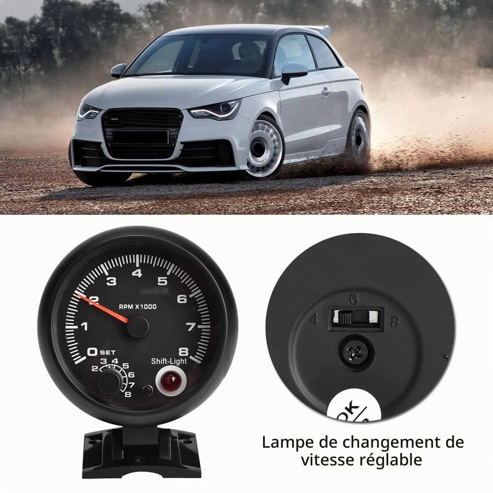 Tachymètre Universel pour Voiture, 12 V 0-8000 TR/Min, LED, Changement de Vitesse
