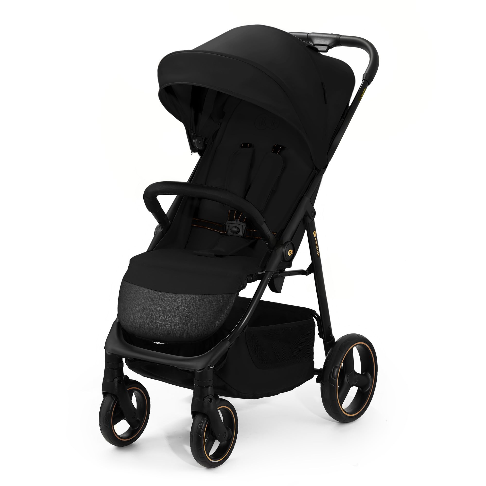 Kinderkraft TRIG 3 Poussette Canne, Légère, Position Allongée, Suspension 4 Roues, Pliable, Harnais réglables à 5 points, Repose-pieds, Jusqu'à 25 kg, Noir