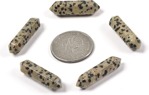 Vista 142 de Cuarzo rosa de 1.28 pulgadas (1.260 in) con piedras preciosas naturales hexagonales para hacer joyas, cuentas de curación de reiki de chakras