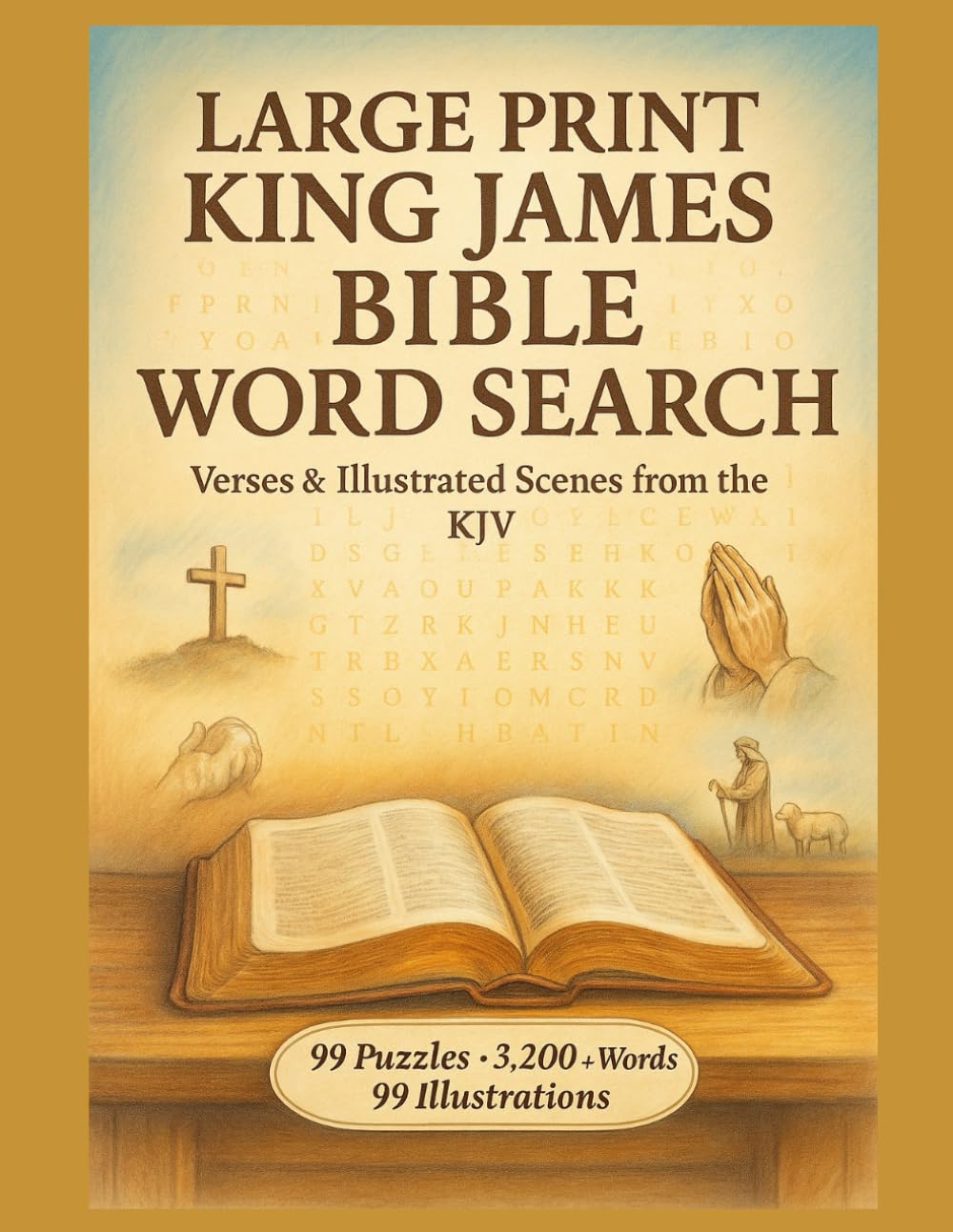 Large Print KJV Bible Word Search for Adults & Seniors: 99 Puzzles, 3,200+ Scripture Words and 99 Devotional Illustrations (The 12 Book Chronological KJV Gratitude and Affirmation Series.)