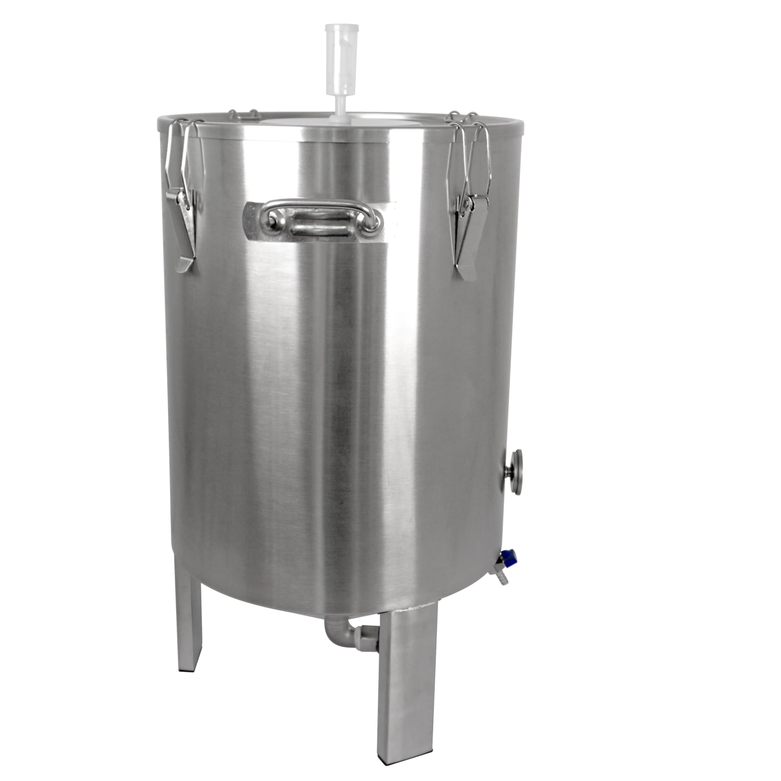 Edelstahl Gärbehälter Gärtank Fermenter 60 Liter Restauslauf Innen-Thermometer | Edelstahl Gärbehälter 60 L Fermenter Bier Saft Maische, Braueimer-Fermenter zum Brauen inkl. Deckel, Griff, Ventil, Zapfhahn