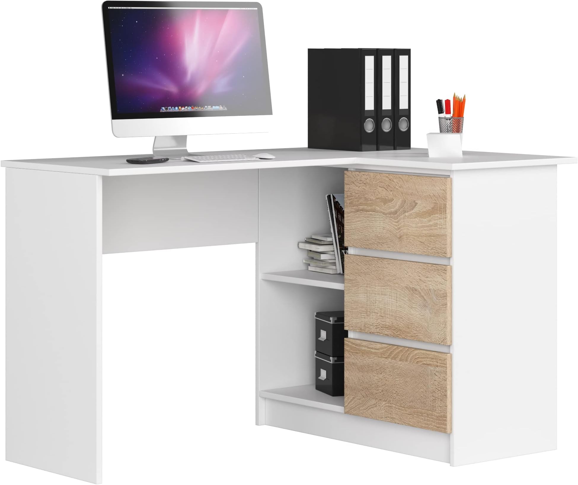 Bureau D'ordinateur Vicco Nico Blanc – Avec Tiroirs Et Tablettes – Neuf