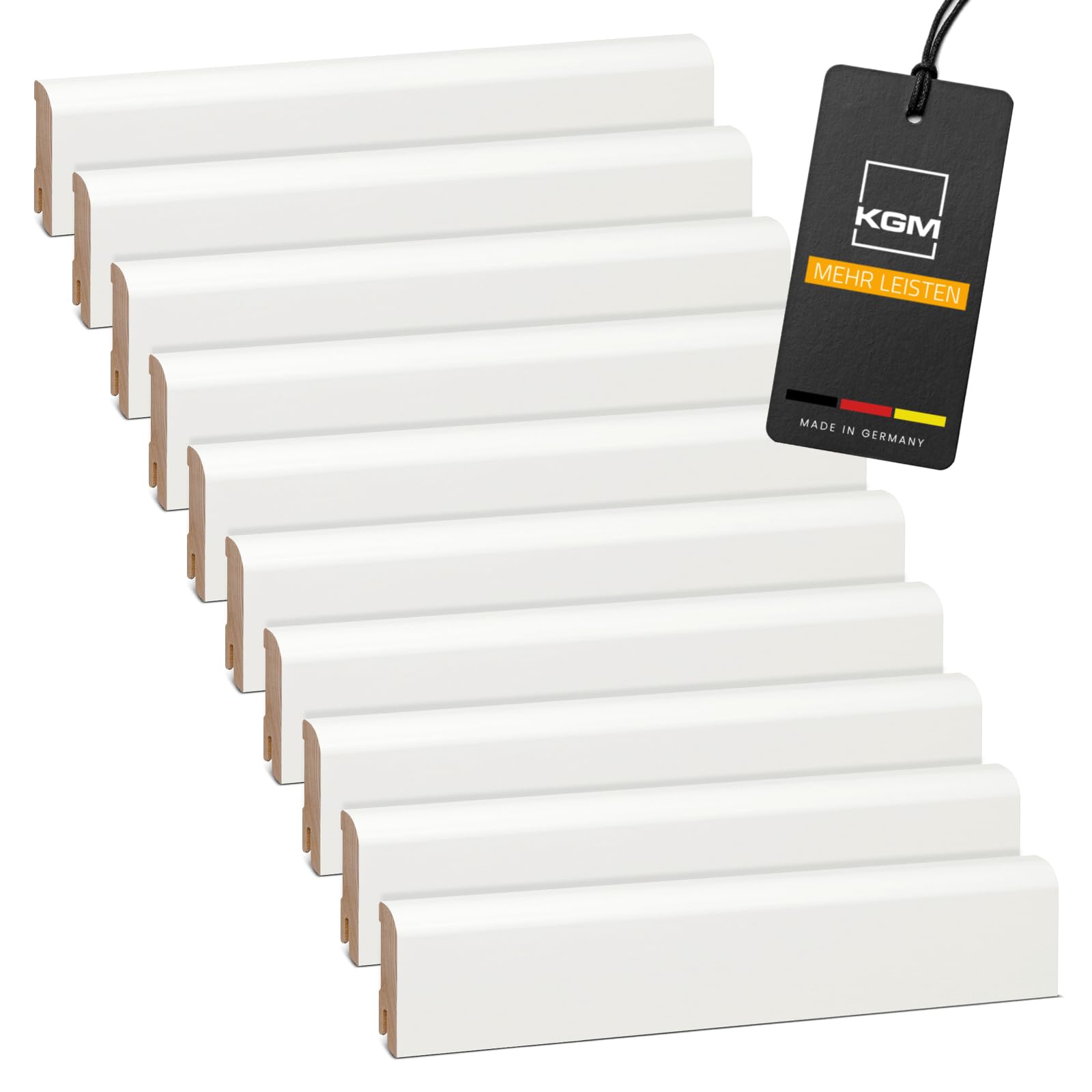 KGM Massivholz Sockelleiste Oben Rund - Weiß - 2400 x 18 x 58 mm - 10 Stk.