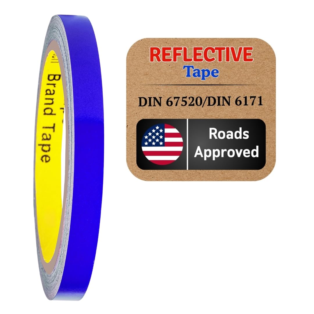 SOLNIT Reflective Tape, Reflective Film, Reflective Tape, Safety Warning Tape, Waterproof, Reflective Film, Made with 610C (Blue, 10 mm x 10 Meter)