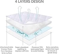 Vista 3 de Funda protectora de colchón impermeable para cuna, sábanas protectoras de colchón de cuna, superficie de rizo de viscosa, ultra suave y agradable al