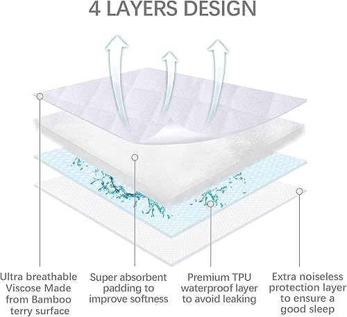 Miniatura 3 de Funda protectora de colchón impermeable para cuna, sábanas protectoras de colchón de cuna, superficie de rizo de viscosa, ultra suave y agradable al
