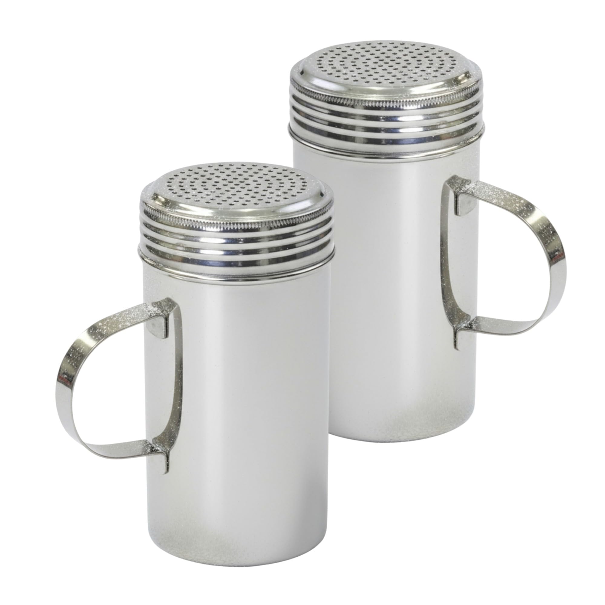 Chabrias Ltd 2 Pack Premium 16oz Stainless Steel Flour & Sugar Dredger Shaker (450 ml) – Fine-Mesh Screw-Top Dusting Shaker for Icing Sugar, Mince Pies & Cappuccino – Dishwasher-Safe (2, 16oz)