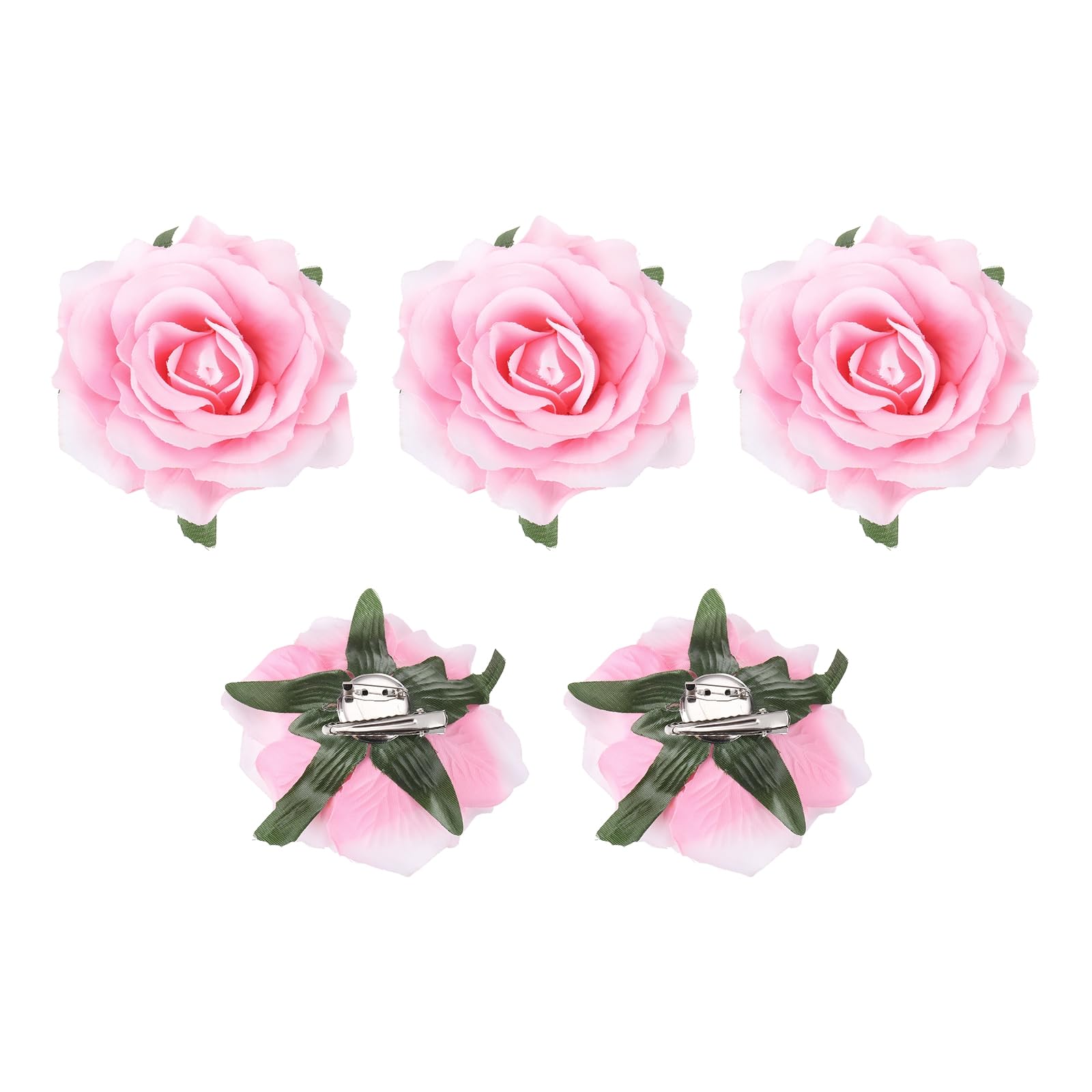 QUARKZMAN 5 Pz Fermagli per Capelli con Fiore di Rosa, Forcine per Capelli con Fiore da 4 Pollici, Spilla a Fiore per Accessori per Capelli da Donna, Bianco Rosa
