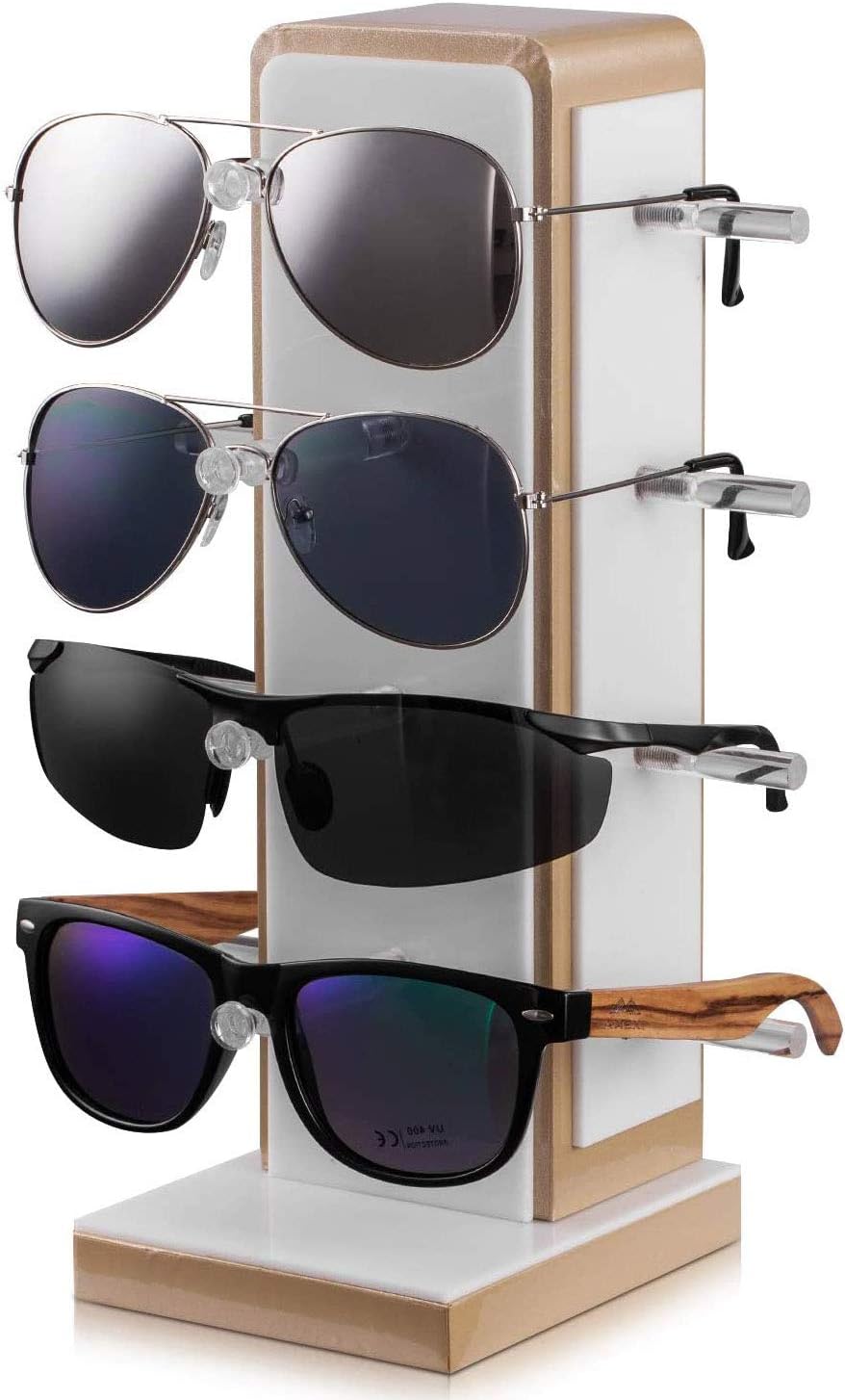 Plxixi Single Row Sunglasses Rack Eyewear Holder Eyeglass Collections Display Stand 11" H x 4" W x 4.7" D (Black, Single Tower)