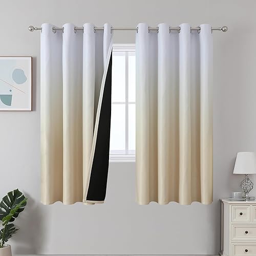 Miniatura 62 de Estelar Textiler Cortinas Opacas con Degradado para Sala de Estar de 84 Pulgadas de Largo, Cortinas de Ojales Ombré con Aislamiento Térmico de Gris